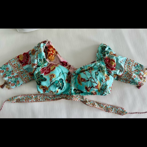 SOLD - Mahima Mahajan Blue Designer Lehenga & Blouse With Floral Design - Picture 7 of 10